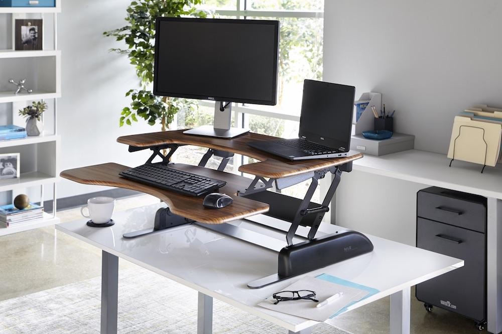 A home office desk set up for a full working day