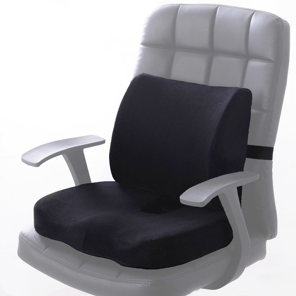 Seat Cushion and Lumbar Support Pillow - White Memory Foam Filling: image 2