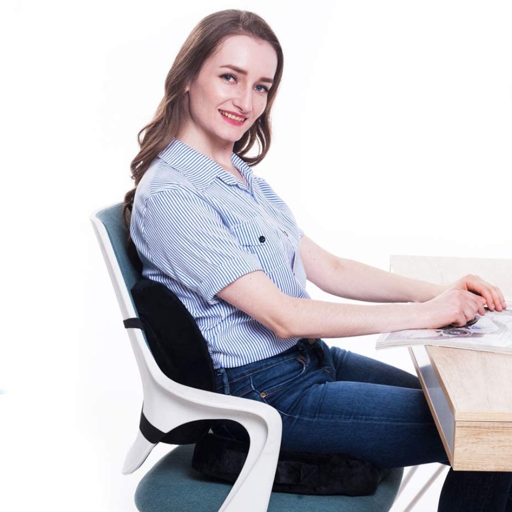 Seat Cushion and Lumbar Support Pillow - White Memory Foam Filling: image 3