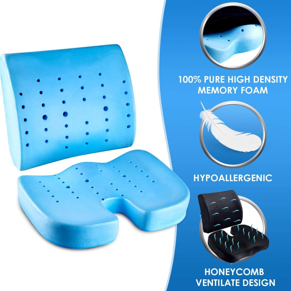 Seat Cushion and Lumbar Support Pillow - White Memory Foam Filling: image 6