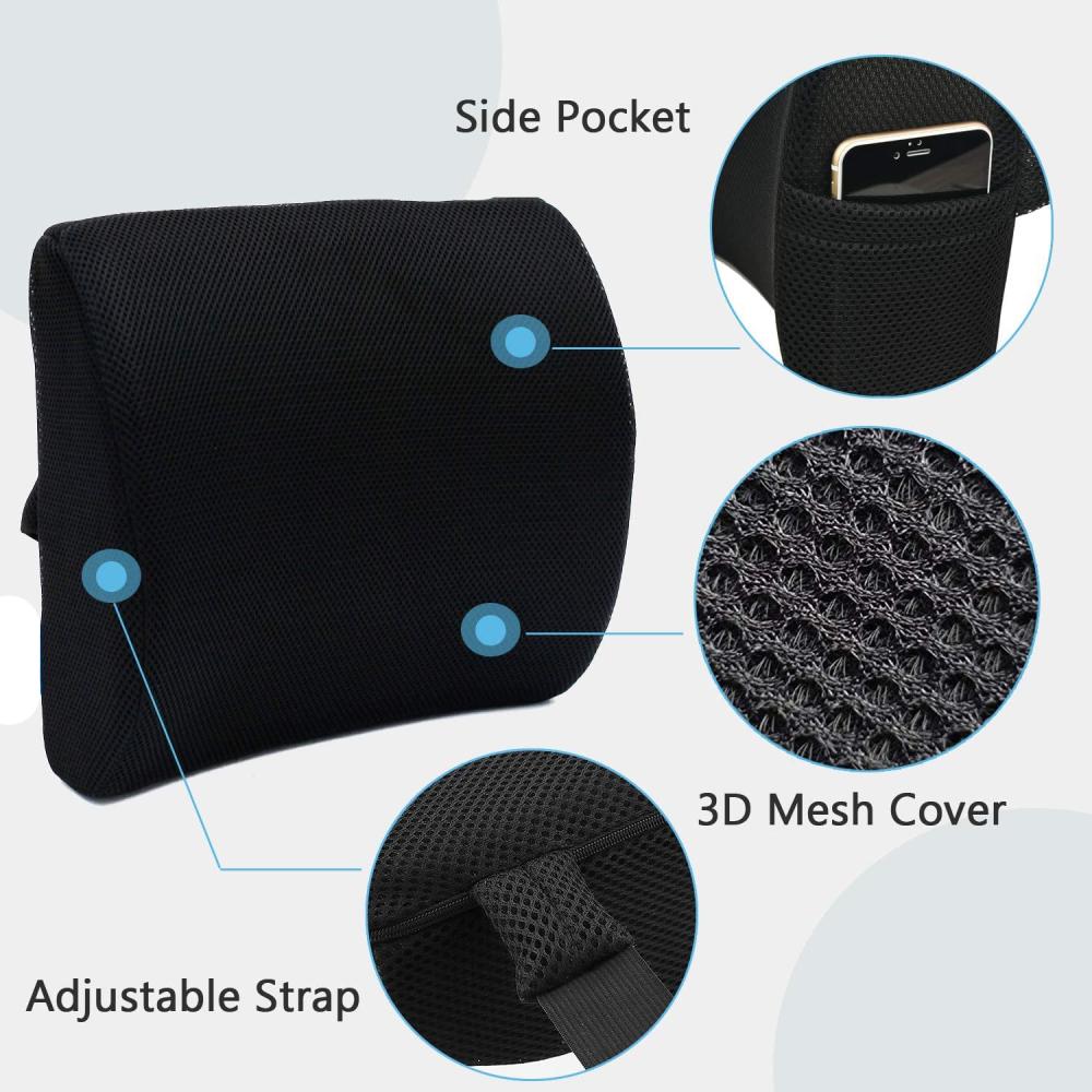 Seat Cushion and Lumbar Support Pillow - White Memory Foam Filling: image 8