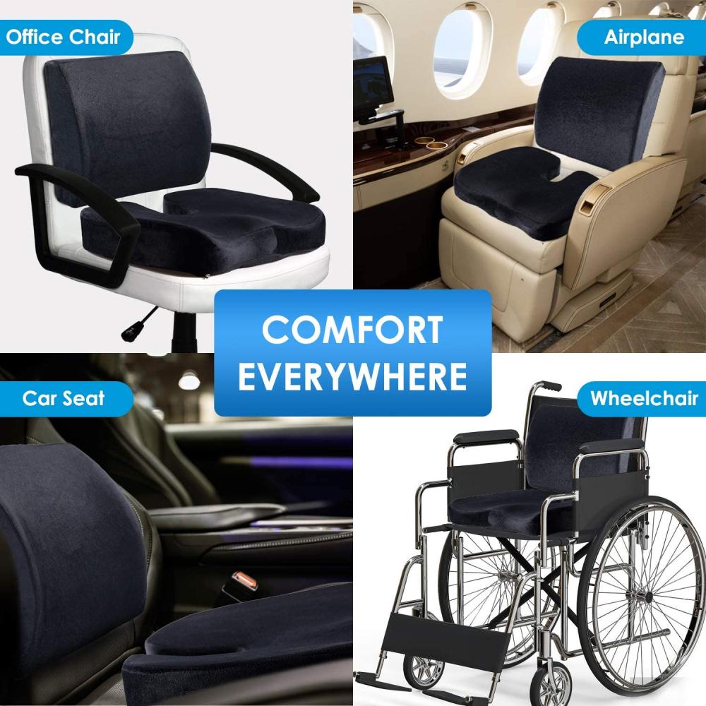 Seat Cushion and Lumbar Support Pillow - White Memory Foam Filling: image 9
